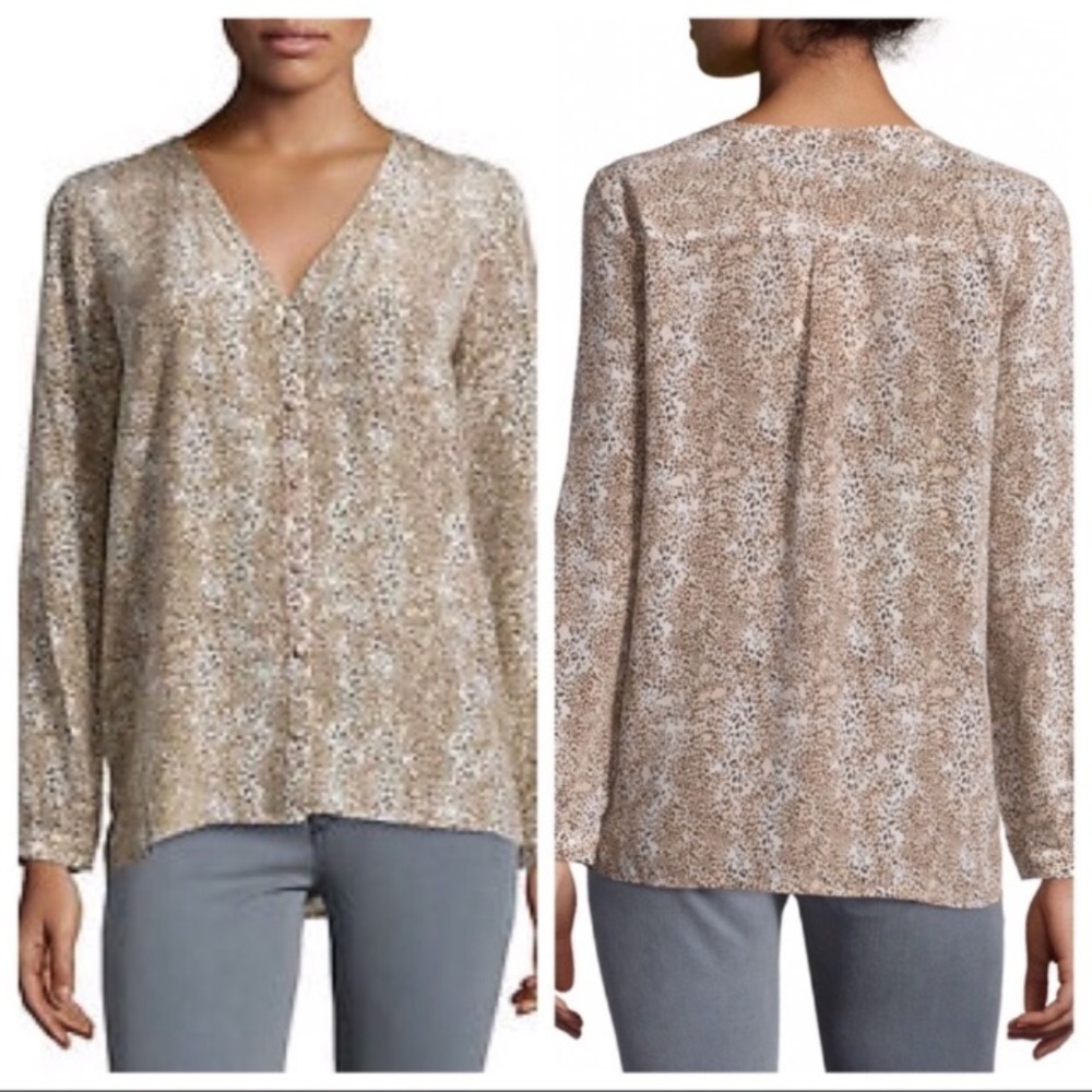 Joie Michi Silk Animal Print Blouse Button Down Women’s Sz Small